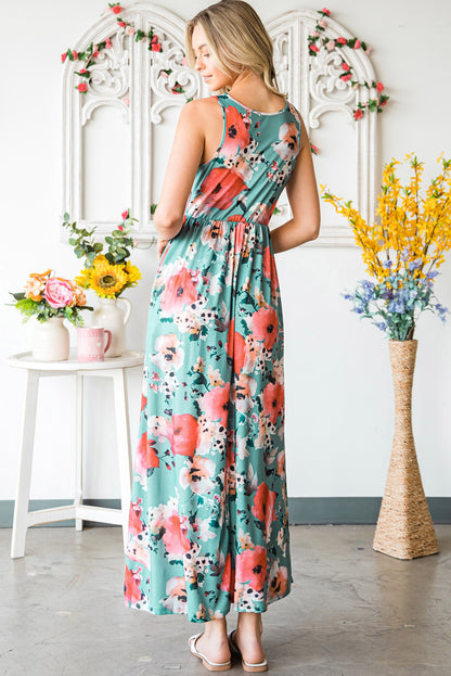 Floral Sleeveless Maxi Dress with Pockets Trendsi