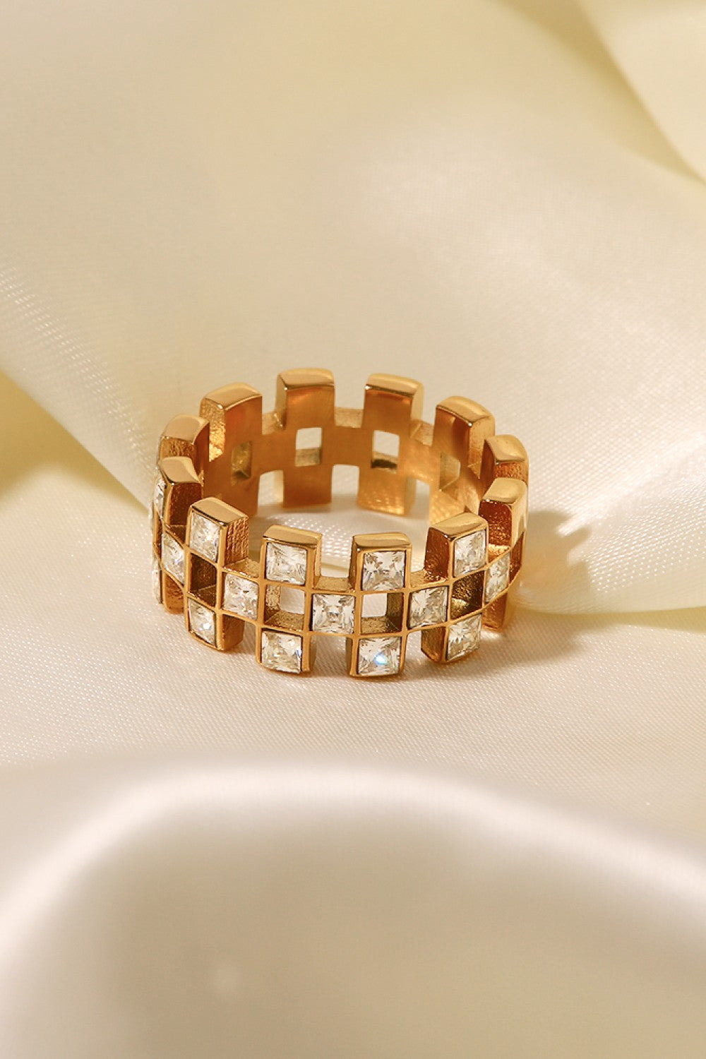 Contrast Stainless Steel 18K Gold-Plated Ring Trendsi