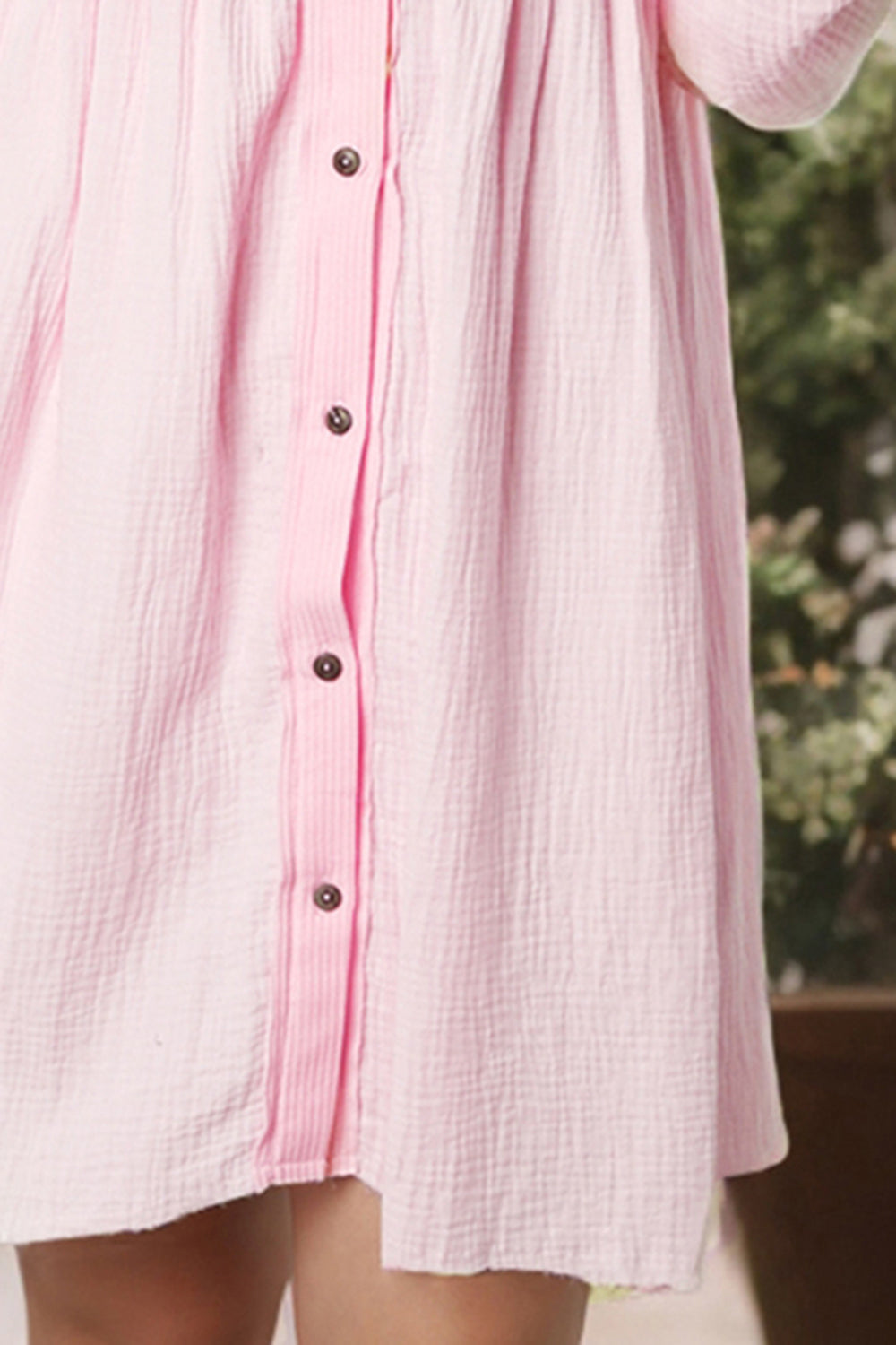 Buttoned Collared Neck Dropped Shoulder Mini Dress Trendsi