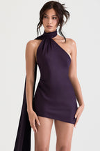 AIDA NIGHT SHADE ASYMMETRIC WRAP NECK DRESS aclosy
