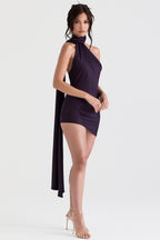 AIDA NIGHT SHADE ASYMMETRIC WRAP NECK DRESS aclosy
