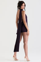 AIDA NIGHT SHADE ASYMMETRIC WRAP NECK DRESS aclosy