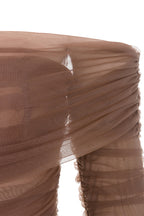 Ruched Off Shoulder Midi Dress aclosy