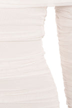 ALYIA IVORY TULLE OFF SHOULDER RUCHED DRESS aclosy