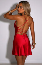 Autumn Explosive New Lace-up Halter Sling Dress aclosy