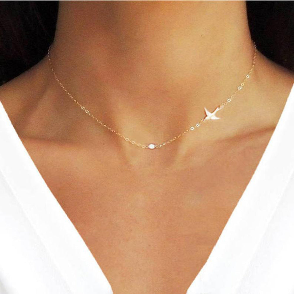 Metal Peace Dove Short Women's Clavicle Necklace New In