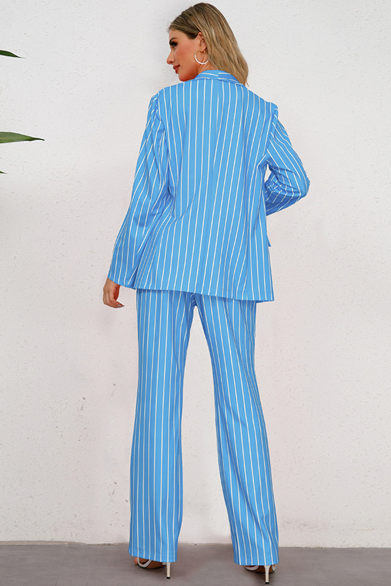 Striped Long Sleeve Top and Pants Set Trendsi