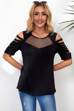 Round Neck Cutout Raglan Sleeve Tee Trendsi