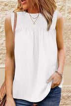 Smocked Tie Back Frill Trim Tank Trendsi