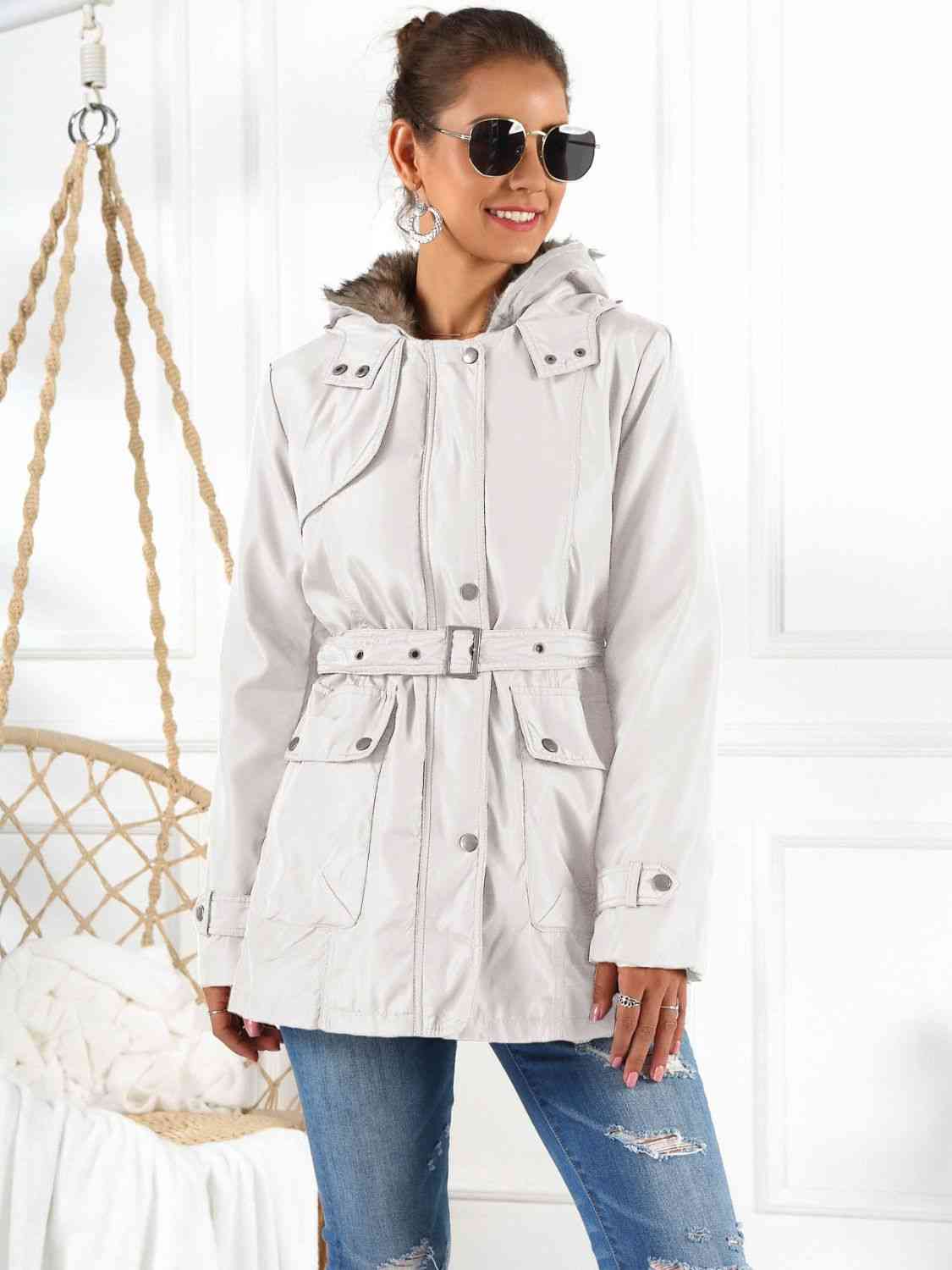 Full Size Hooded Jacket with Detachable Liner (Three-Way Wear) Trendsi