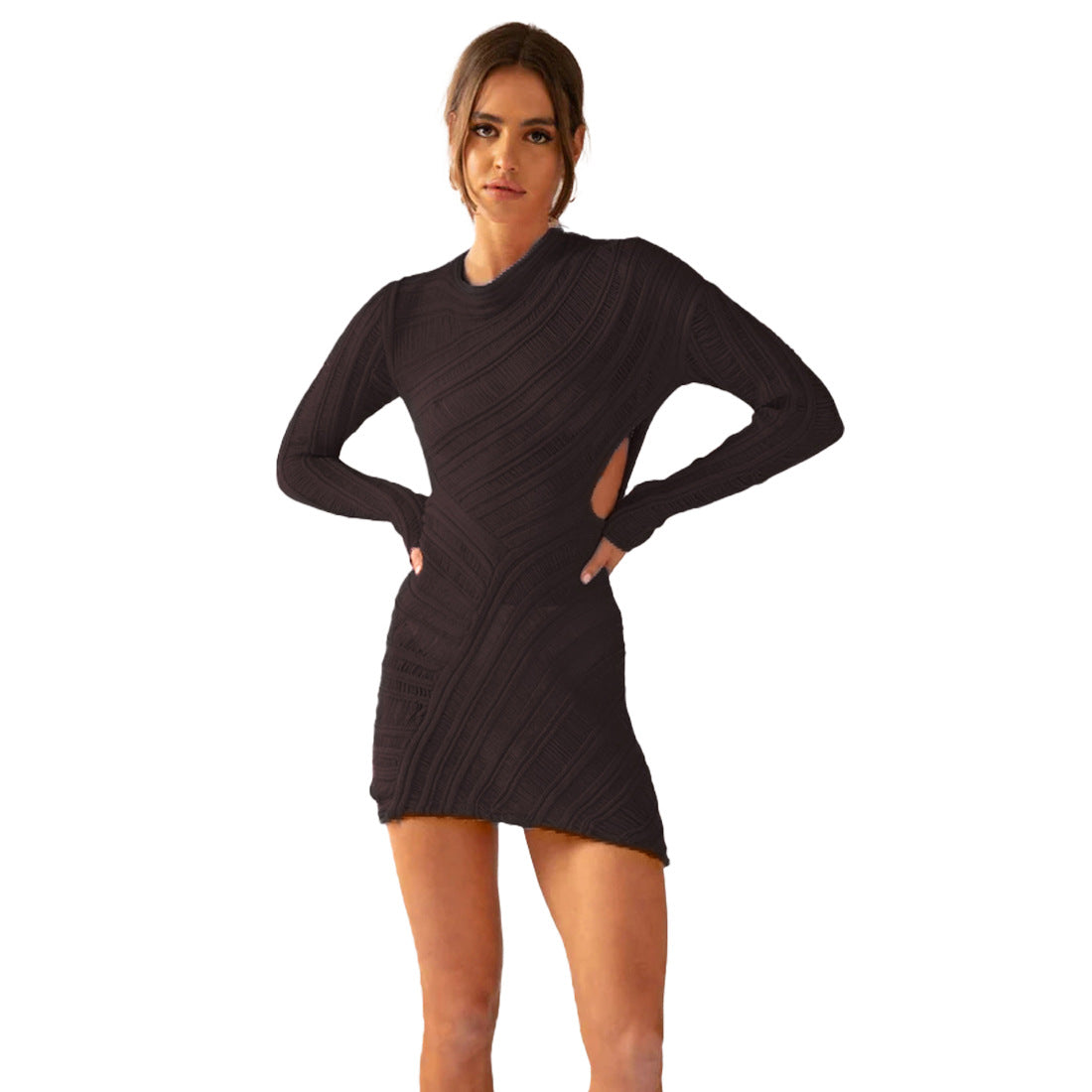 Women's Trapezoidal Knit Mini Dress aclosy