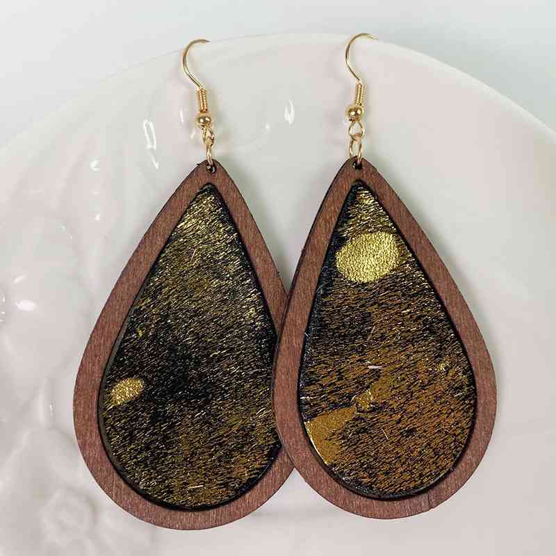 Teardrop Shape Wooden Dangle Earrings Trendsi