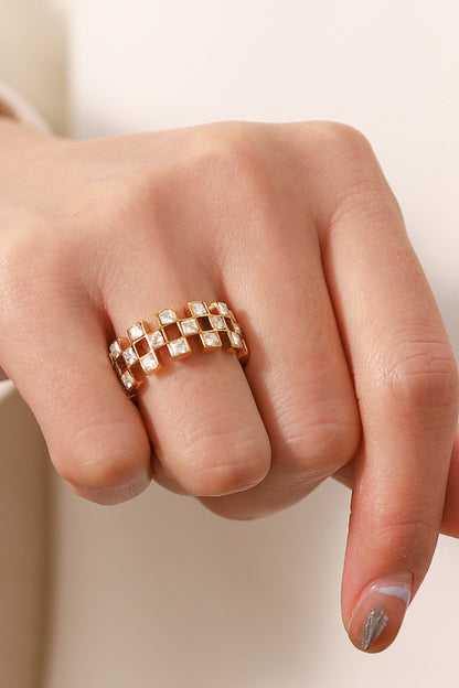 Contrast Stainless Steel 18K Gold-Plated Ring Trendsi