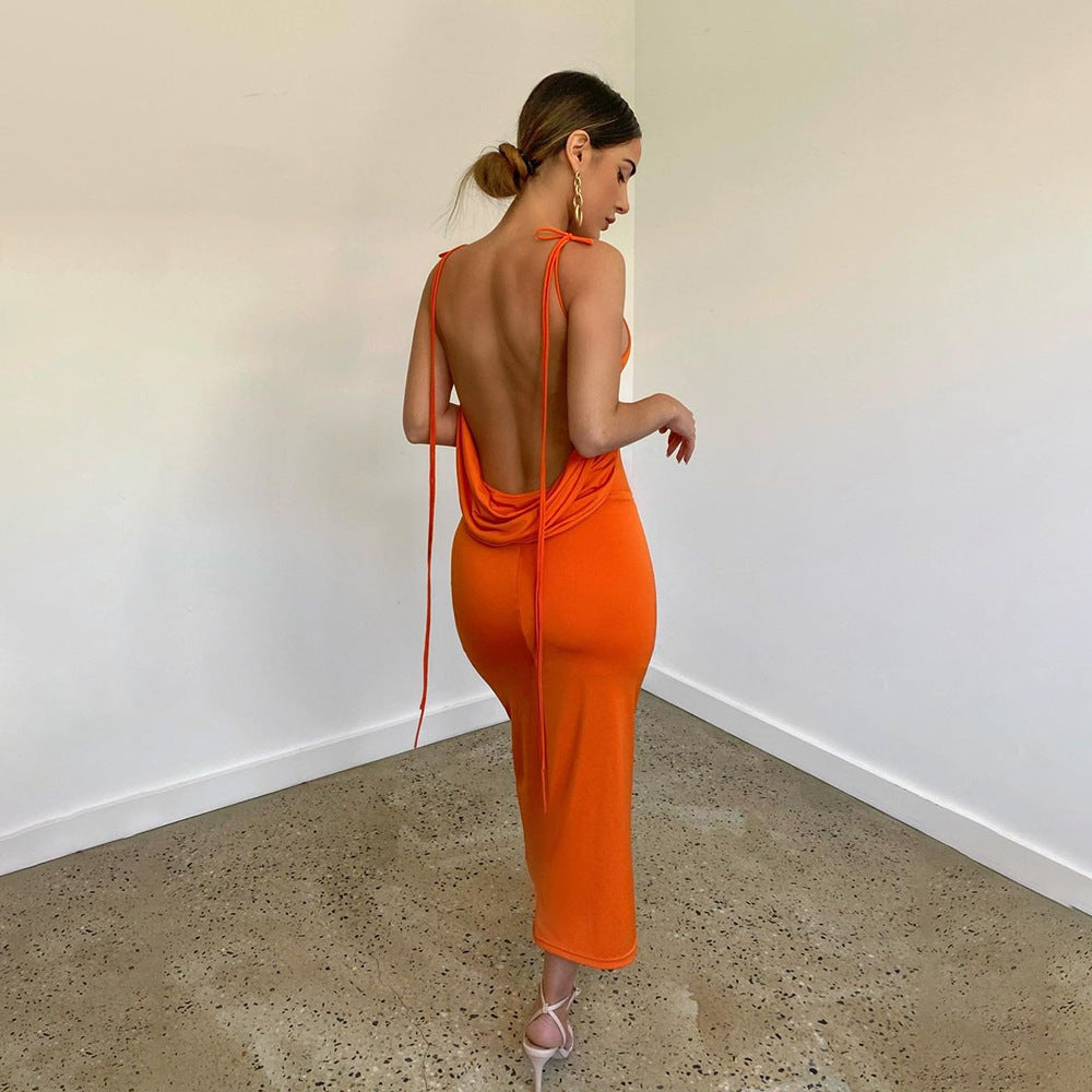 Cassey Sexy Hollow Halter Sling Dress ACLOSY