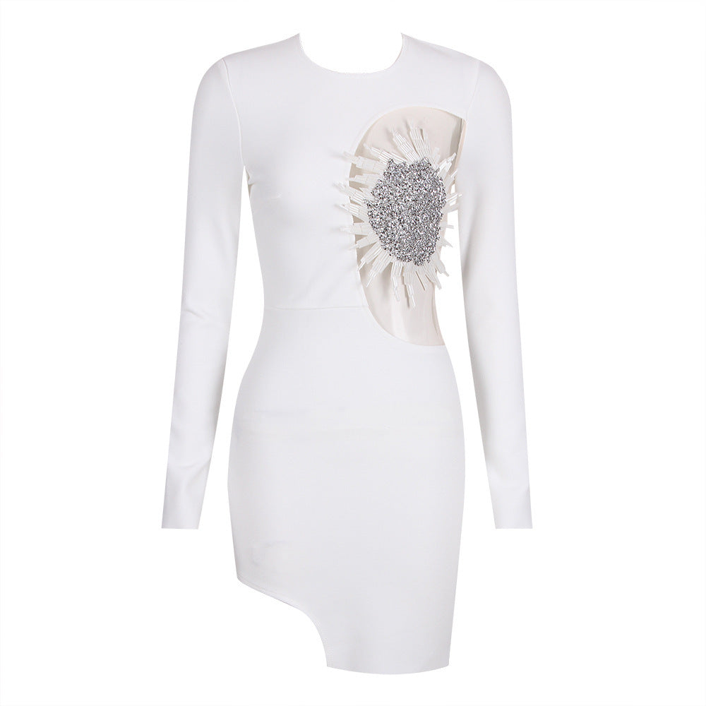 Asur Feather Mini Bandage Dress aclosy