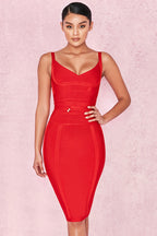 MEAGA TIE WAIST BANDAGE DRESS-WHITE #aclosy