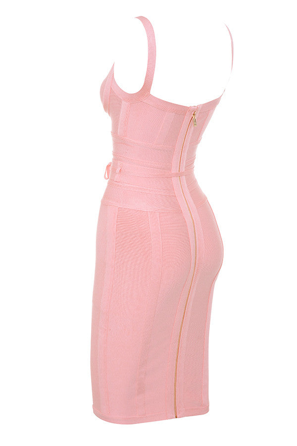 MEAGA TIE WAIST BANDAGE DRESS-WHITE #aclosy