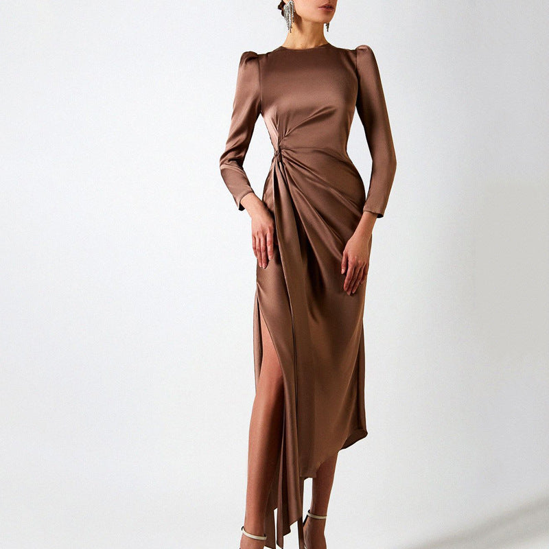 Elegant Slim Dress With Irregular Hips aclosy