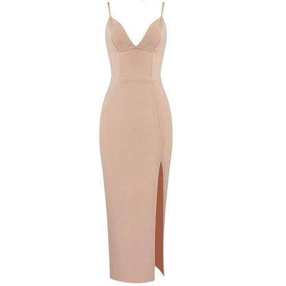 V-neck Sexy Dress With Waist Slit aclosy