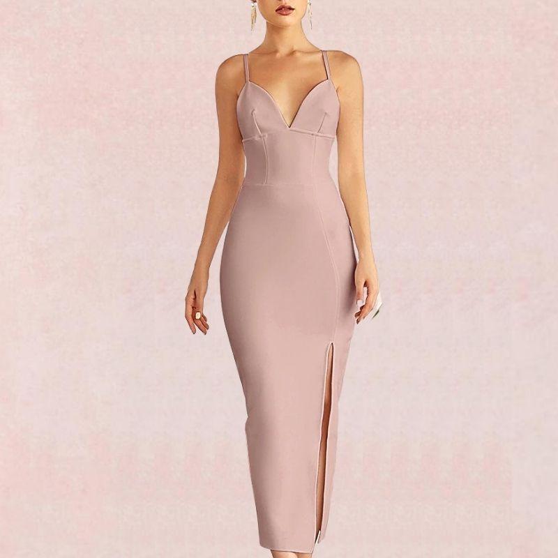 V-neck Sexy Dress With Waist Slit aclosy