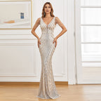Sequin Bead Fishtail Evening Dress aclosy