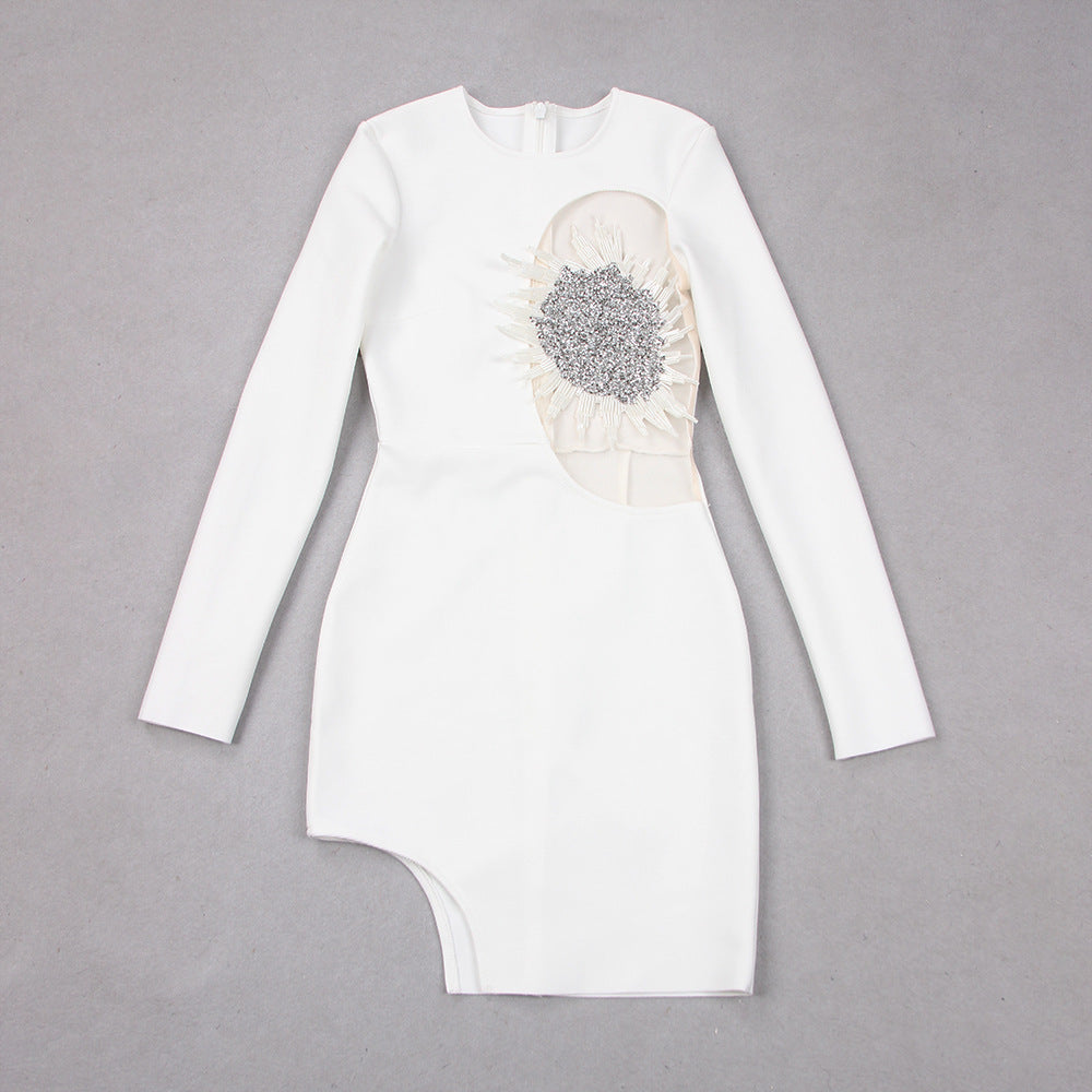 Asur Feather Mini Bandage Dress aclosy