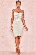 CHIC ELEGANT CORSET MINI DRESS-WHITE ACLOSY