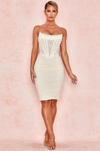 CHIC ELEGANT CORSET MINI DRESS-WHITE ACLOSY