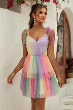 Gradient Tie-Shoulder Layered Dress Trendsi