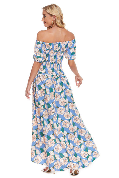 Floral Off-Shoulder Slit Maxi Dress Trendsi