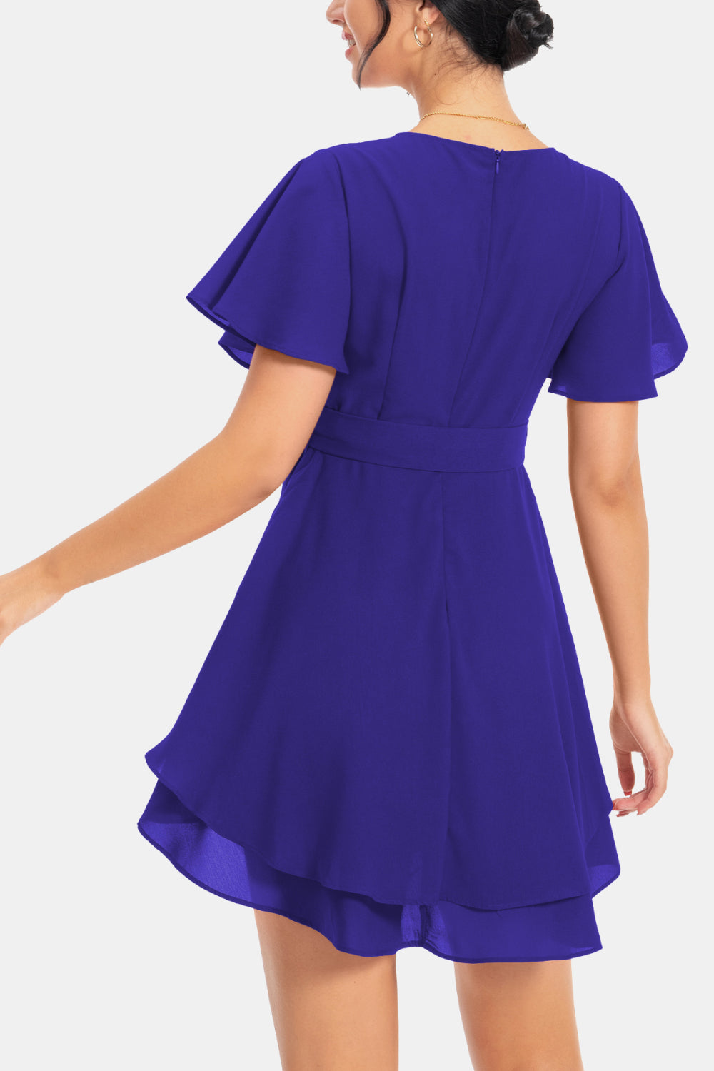 Surplice Neck Flutter Sleeve Dress Trendsi