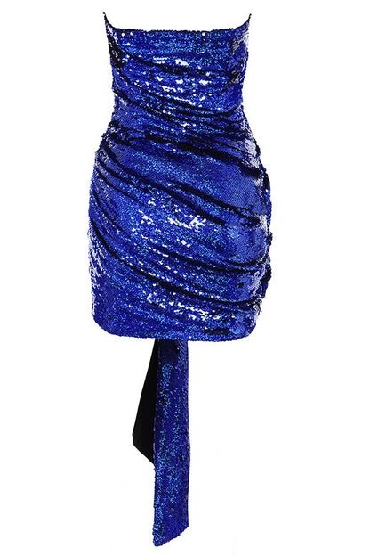 cassey Sequin Wrapped Chest Irregular Skirt Dress aclosy