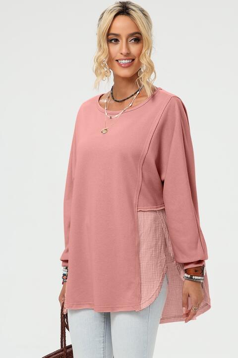 Curved Hem Dolman Sleeve Top Trendsi