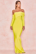 Meiga Off shoulder Slit Bandage Maxi Evening Dress aclosy