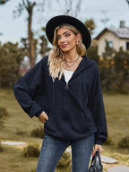 Zip Up Drawstring Long Sleeve Hooded Jacket Trendsi