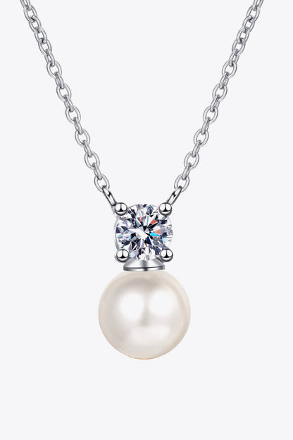 925 Sterling Silver Freshwater Pearl Moissanite Necklace Trendsi