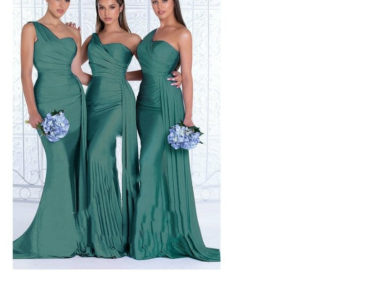 Plus Size Fat MM Mermaid One Shoulder Elegant Wedding Dress aclosy