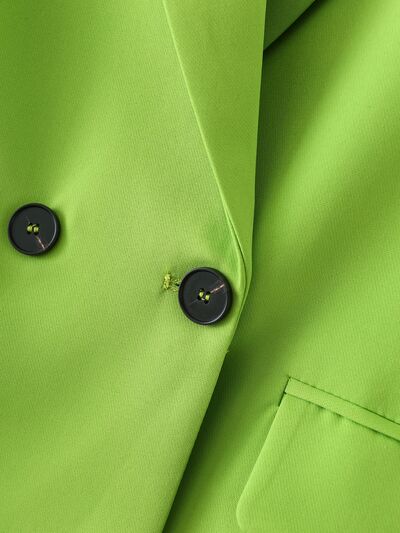 Lapel Collar Button Up Blazer with Pockets Trendsi
