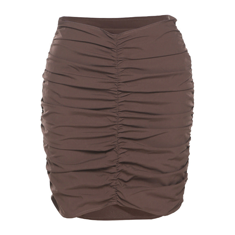 Fashion Trend Women's New High Waist Bag Hip Pleated Slim Slimming Skirt New In