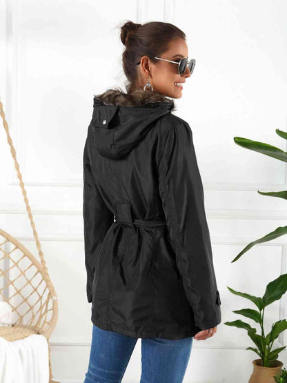 Full Size Hooded Jacket with Detachable Liner (Three-Way Wear) Trendsi