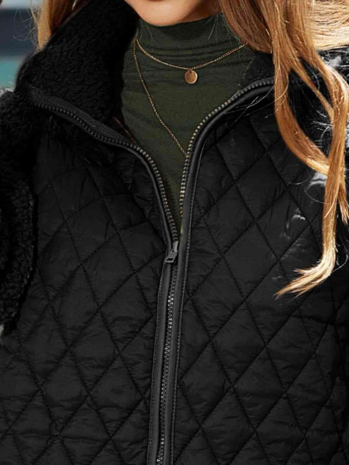 Zip-Up Raglan Sleeve Jacket Trendsi