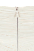 Lemily Ruched Draped Chiffon Dress-White Aclosy