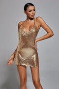 Backless Diamante Mesh Mini Party Dress aclosy