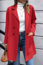 Lapel Collar Long Sleeve Blazer Trendsi