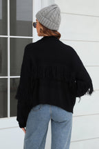 Double Take Fringe Trim Open Front Cardigan Trendsi