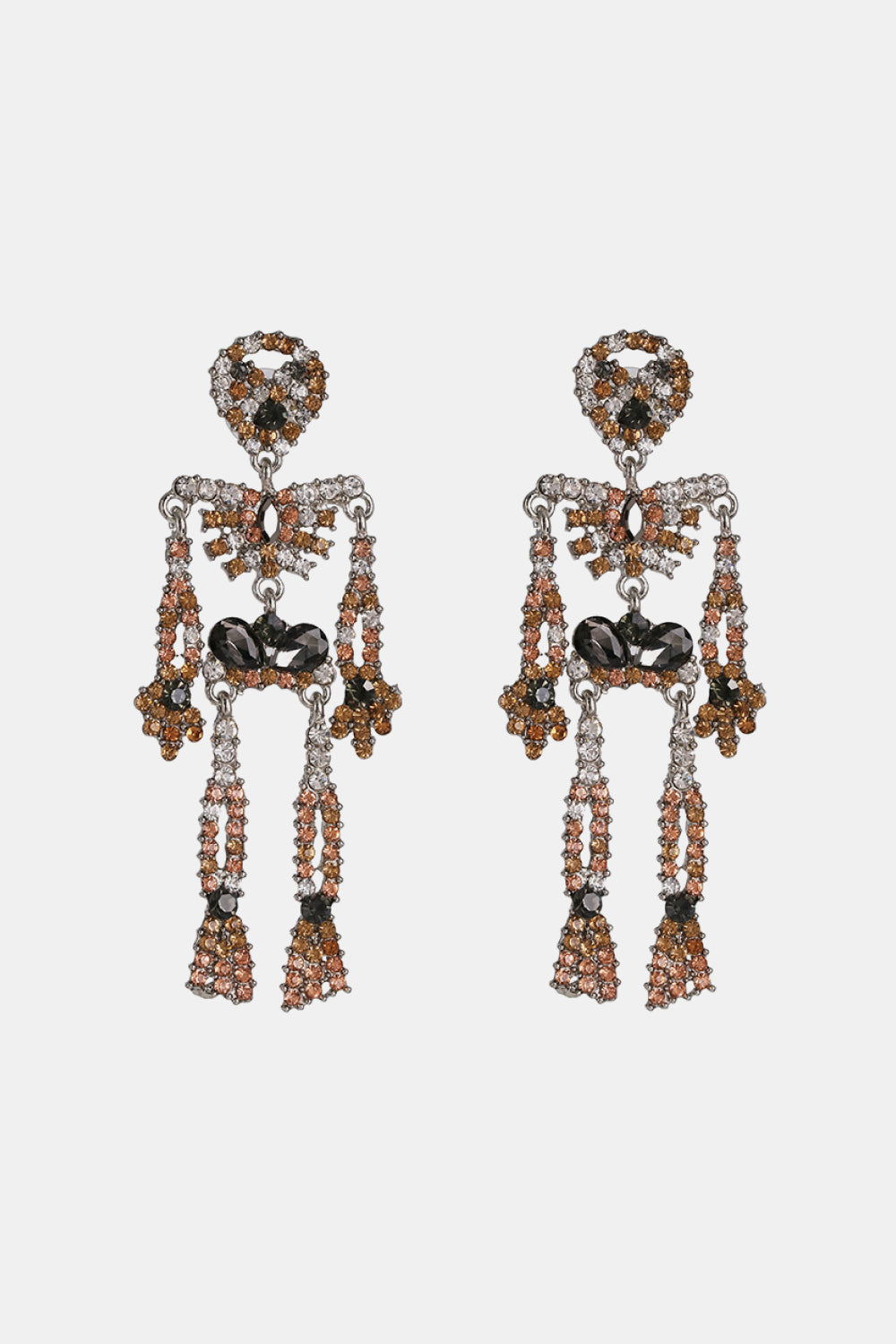Skeleton Shape Glass Stone Dangle Earrings Trendsi