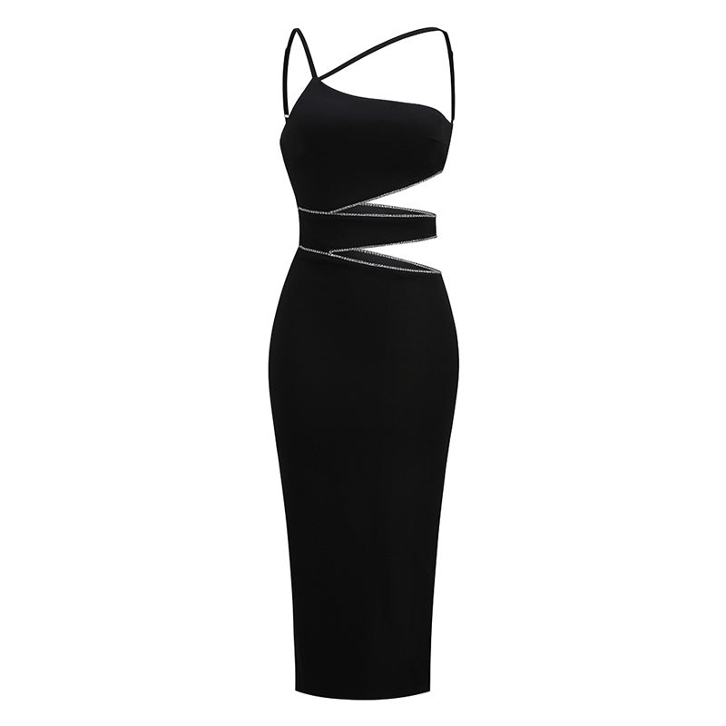 Sling Wrap Dress Design Splicing Slit Dress aclosy