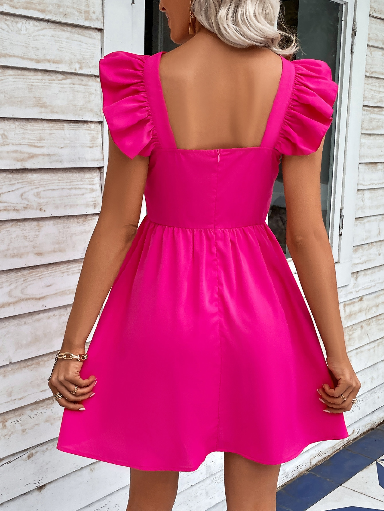 Ruffled Square Neck Dress Trendsi