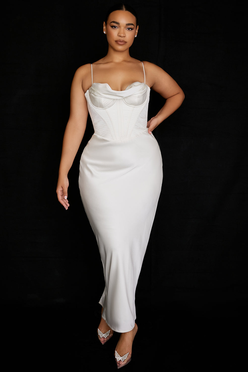 Ivory Corset Maxi Dress aclosy