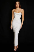 Ivory Corset Maxi Dress-White aclosy